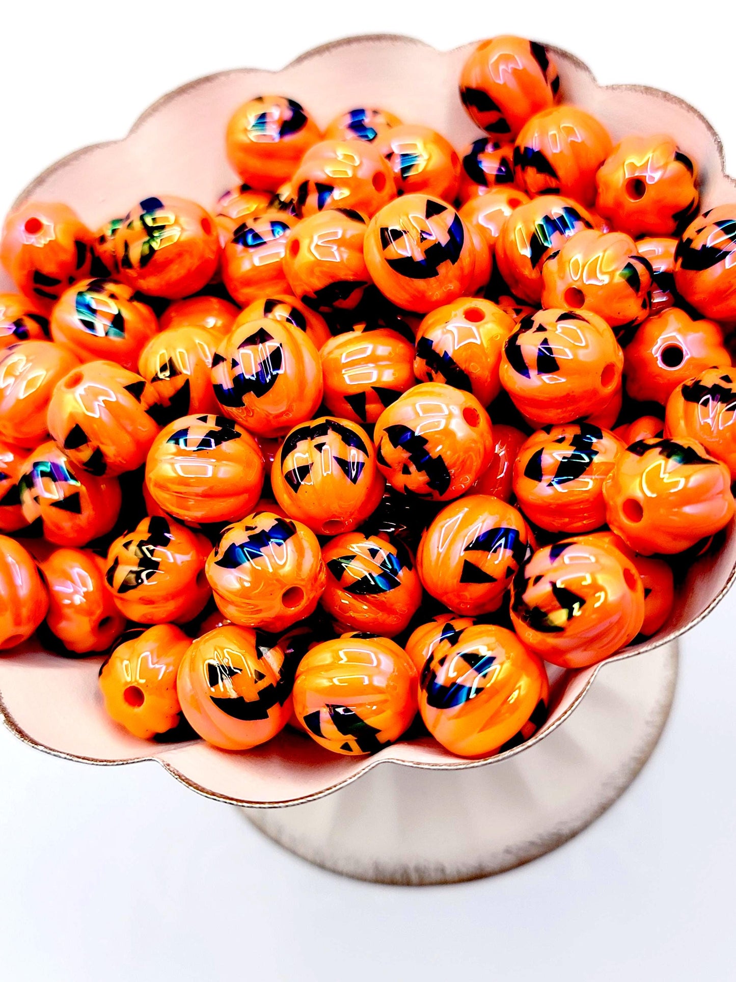 16mm Halloween Pumpkin Acrylic Beads (Set of 10) – Orange Spooky DIY Pen & Keychain Beads
