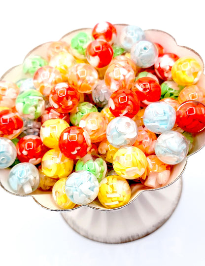 16mm Clear Acrylic Beads With Heart Clay Slices (Set of 10) – Cute DIY Craft Beads