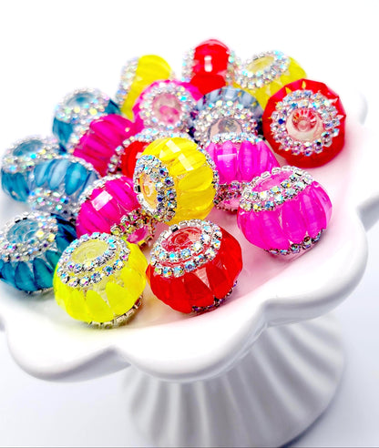 20mm Neon Faceted Acrylic Beads with AB Rhinestones (Set of 5) – Sparkling Craft Beads