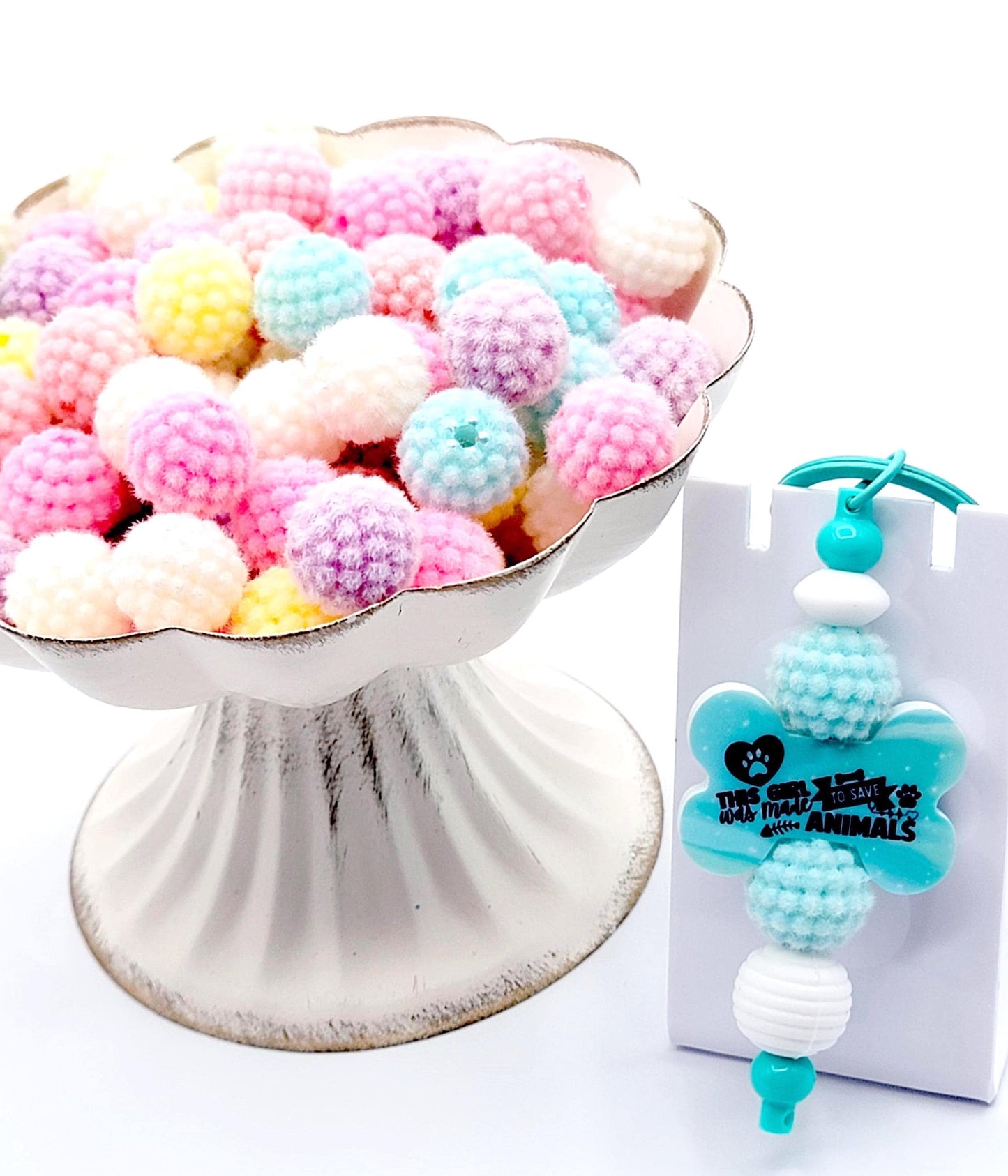 16mm Flocked Round Acrylic Beads (Set of 5 or 10) – Fuzzy Color Textured Berry Craft Beads
