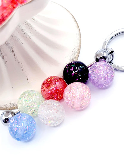 16mm Sparkle Multi-Color Clear Acrylic Beads (Set of 10) - Round Glitter Craft Beads