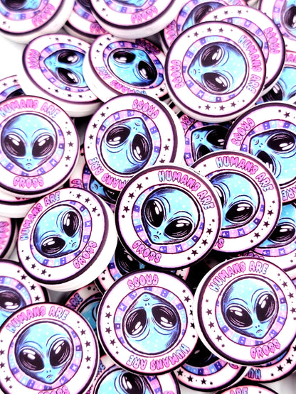 Humans Are Gross Alien Silicone Focal Bead (Set of 2) – Funny Alien Pen, Lanyard & Keychain Bead
