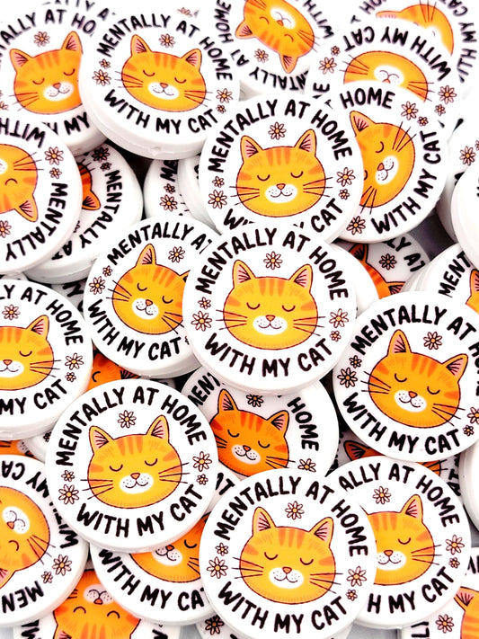 Mentally At Home With My Cat Silicone Focal Bead (Set of 2) - Funny Cat Lover And Cat Lady DIY Bead