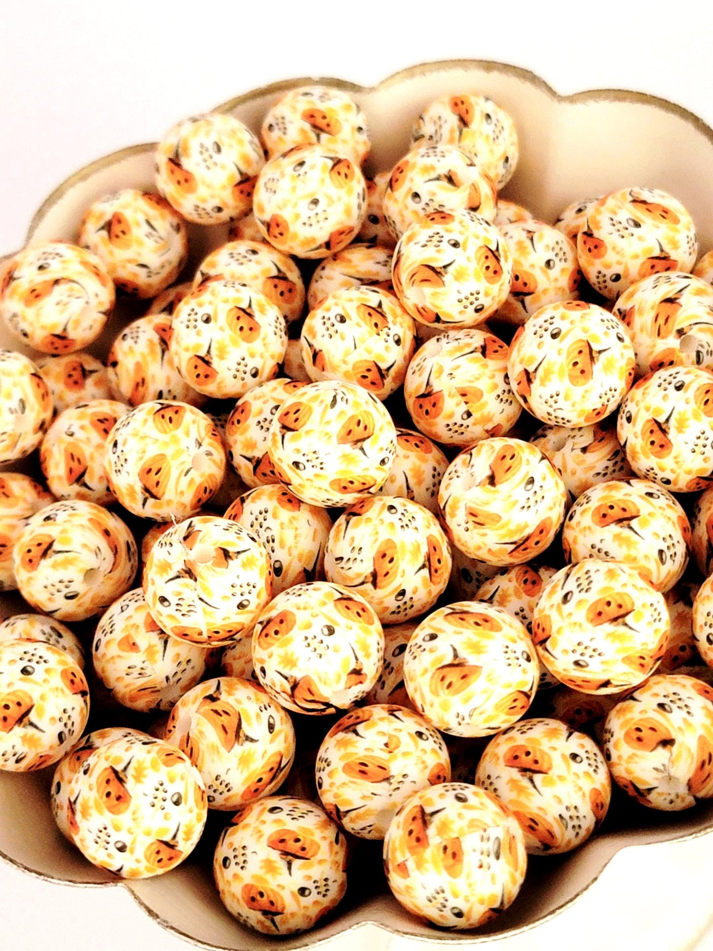 15mm Halloween Pumpkin Witch Silicone Bead – Orange and Black Spooky Round Focal Bead for Pens & Wristlets