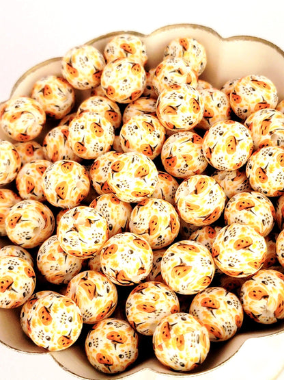 15mm Halloween Pumpkin Witch Silicone Bead – Orange and Black Spooky Round Focal Bead for Pens & Wristlets