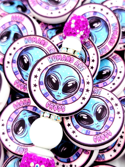 Humans Are Gross Alien Silicone Focal Bead (Set of 2) – Funny Alien Pen, Lanyard & Keychain Bead