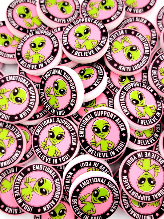 Emotional Support Alien Silicone Focal Bead (Set of 2) – Funny Alien Pen, Lanyard & Keychain Bead