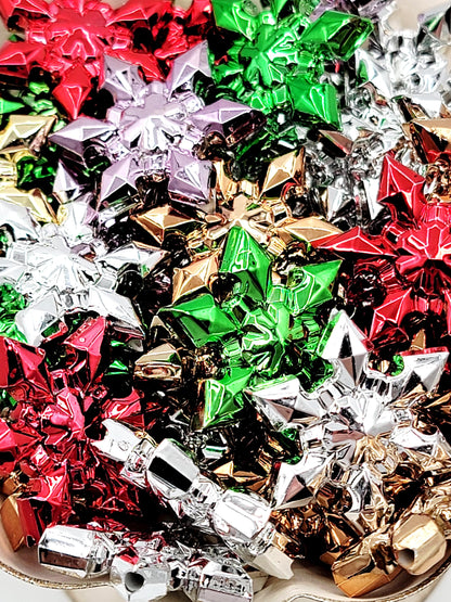 Metallic Acrylic Snowflake Christmas Beads (Set of 2), Sparkly Holiday Beads for DIY Crafts