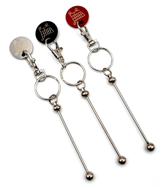 Reusable Shopping Cart Coin Keychain, Metal Beadable Keychain Bar for Big Beads,  DIY Blank Keychains