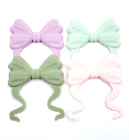 Large Silicone Bow Bead with Tail , Focal Bead for Pens, Keychains and Badge Reels - (Set of 2)