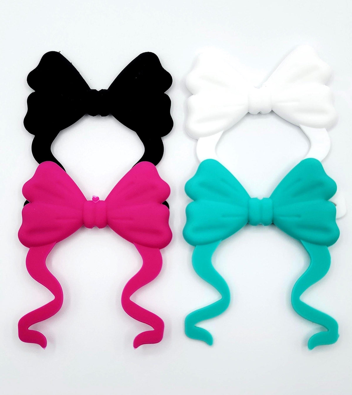 Large Silicone Bow Bead with Tail , Focal Bead for Pens, Keychains and Badge Reels - (Set of 2)