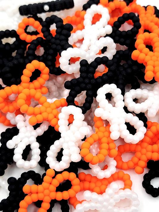 Bowknot Silicone Beads ,Halloween Color Bows Focal Beads for DIY Beadable Pens Keychains Bag Charms (Set of 2 or 3)