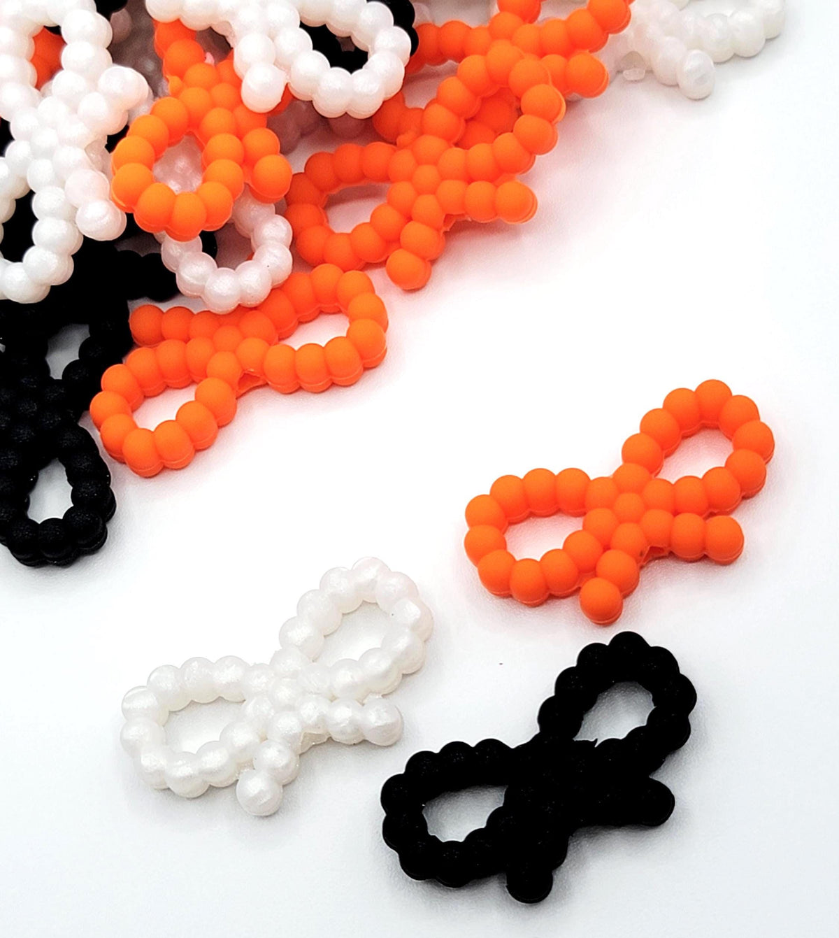 Bowknot Silicone Beads ,Halloween Color Bows Focal Beads for DIY Beadable Pens Keychains Bag Charms (Set of 2 or 3)