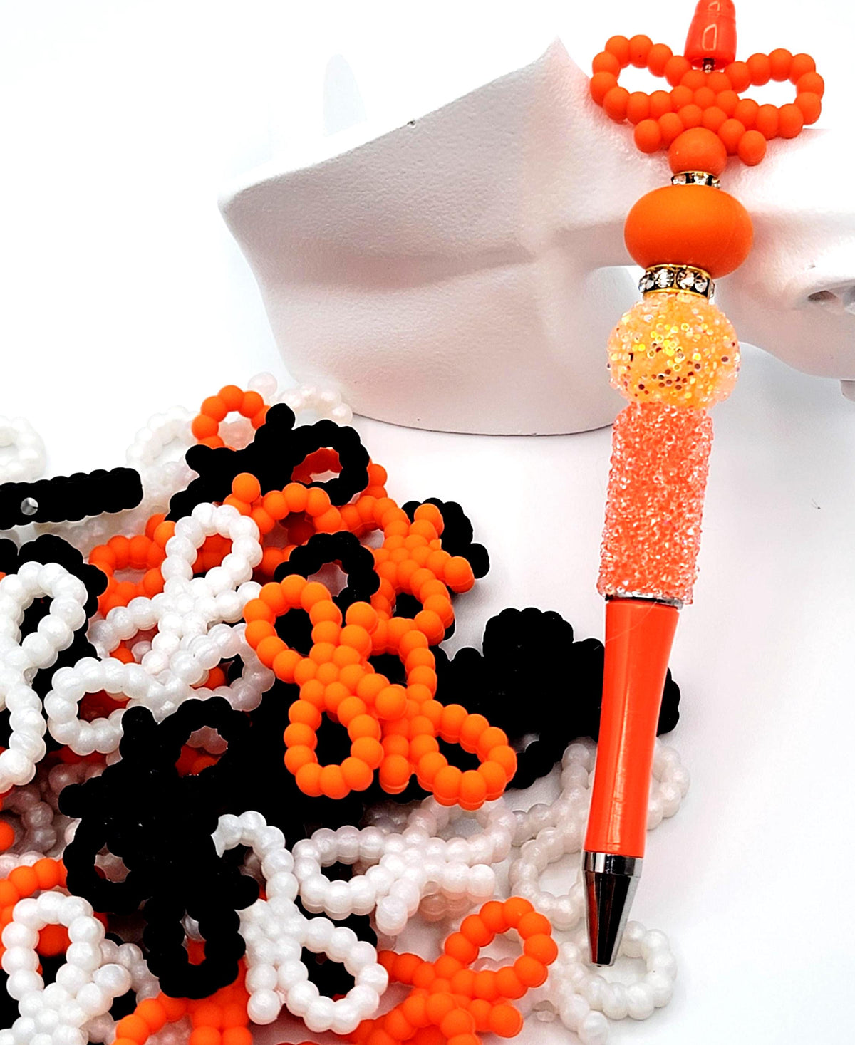 Bowknot Silicone Beads ,Halloween Color Bows Focal Beads for DIY Beadable Pens Keychains Bag Charms (Set of 2 or 3)
