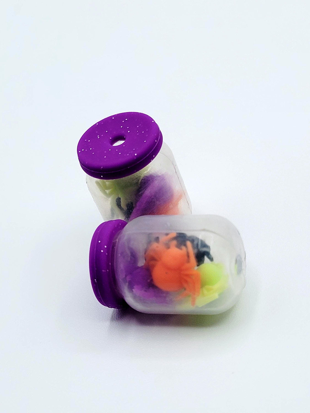 3D Halloween Shaker Silicone Beads , Spooky Bottle Focal Beads for DIY Pens , Mini Ghost Spider Pumpkin Candy Corn Focal Beads (Set of 2)