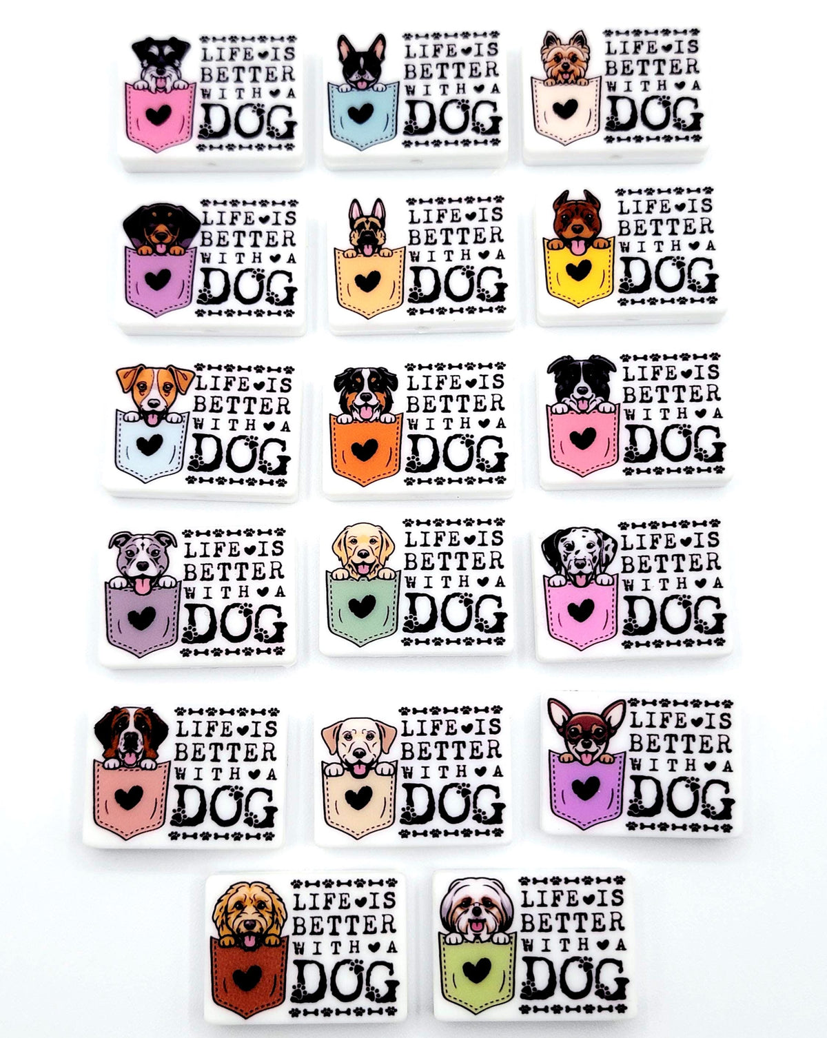 Life Is Better With a Dog Dachshund Silicone Focal Bead ,Brown Dachshund Dog Mom Pen Bead ,Dog Lover Craft Bead, Pocket Dog Design (Set of 2)