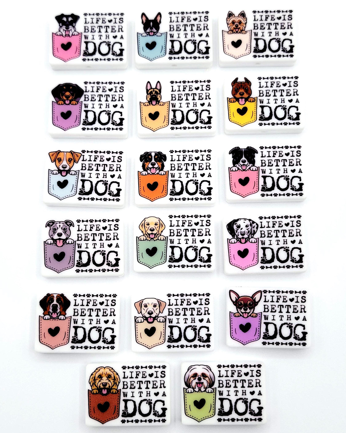 Life Is Better With a Dog Chihuahua Silicone Focal Bead ,Brown Chihuahua Dog Mom Pen Bead,Dog Lover Craft Bead, Pocket Dog Design (Set of 2)