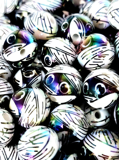 16mm Halloween Mummy Acrylic Beads (Set of 10) – Spooky Chunky Beads for Bags, Pens & Keychains