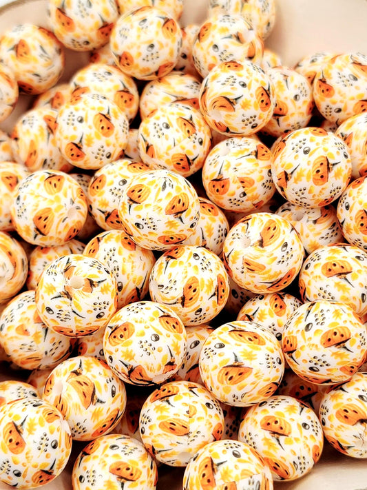 15mm Halloween Pumpkin Witch Silicone Bead – Orange and Black Spooky Round Focal Bead for Pens & Wristlets