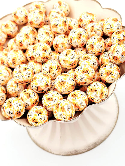 15mm Halloween Pumpkin Witch Silicone Bead – Orange and Black Spooky Round Focal Bead for Pens & Wristlets