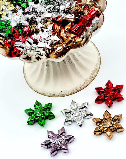 Metallic Acrylic Snowflake Christmas Beads (Set of 2), Sparkly Holiday Beads for DIY Crafts