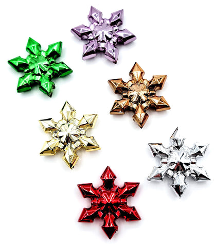 Metallic Acrylic Snowflake Christmas Beads (Set of 2), Sparkly Holiday Beads for DIY Crafts
