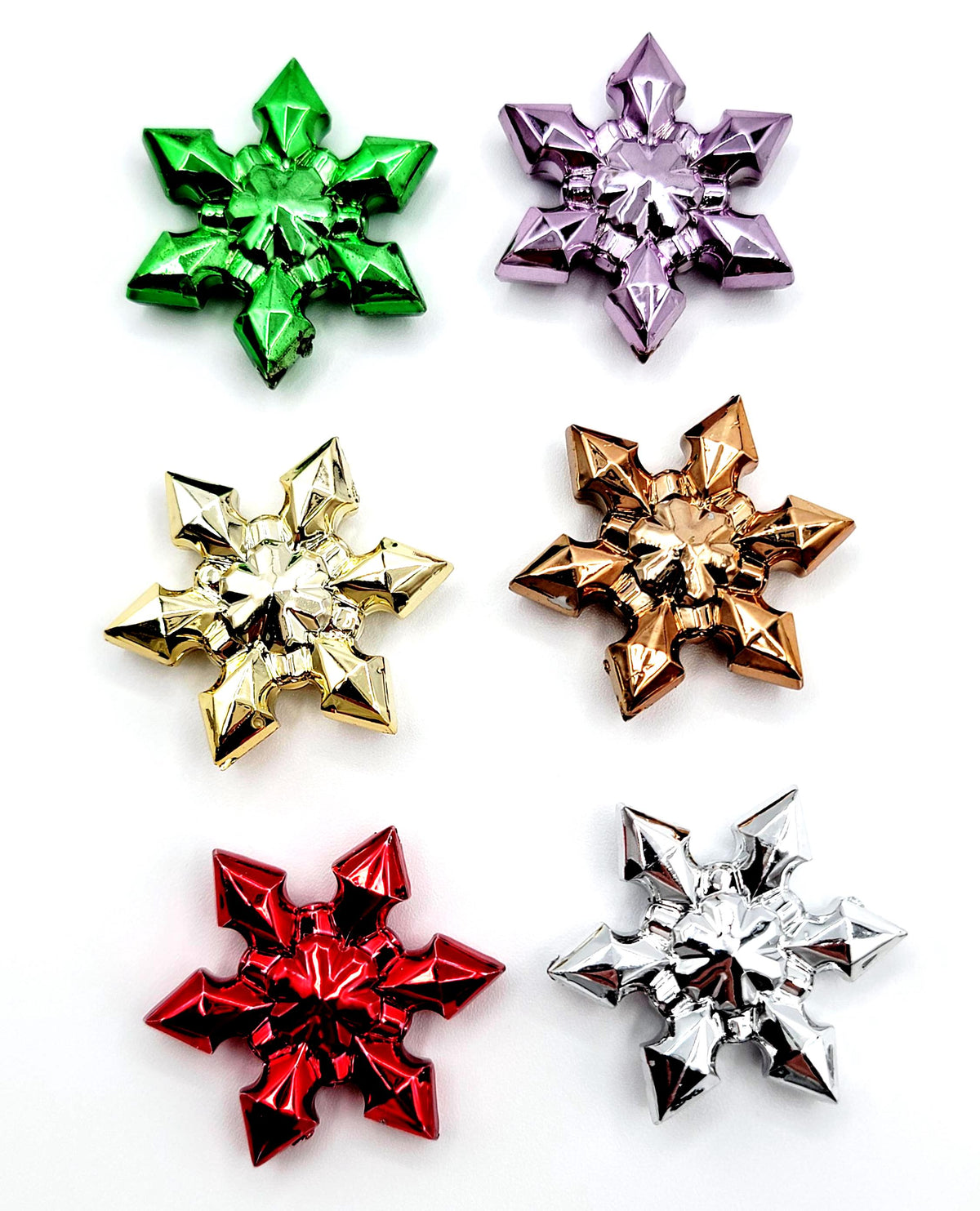 Metallic Acrylic Snowflake Christmas Beads (Set of 2), Sparkly Holiday Beads for DIY Crafts
