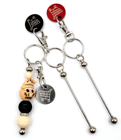 Reusable Shopping Cart Coin Keychain, Metal Beadable Keychain Bar for Big Beads,  DIY Blank Keychains