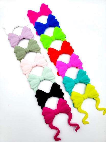 Large Silicone Bow Bead with Tail , Focal Bead for Pens, Keychains and Badge Reels - (Set of 2)