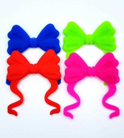 Large Silicone Bow Bead with Tail , Focal Bead for Pens, Keychains and Badge Reels - (Set of 2)
