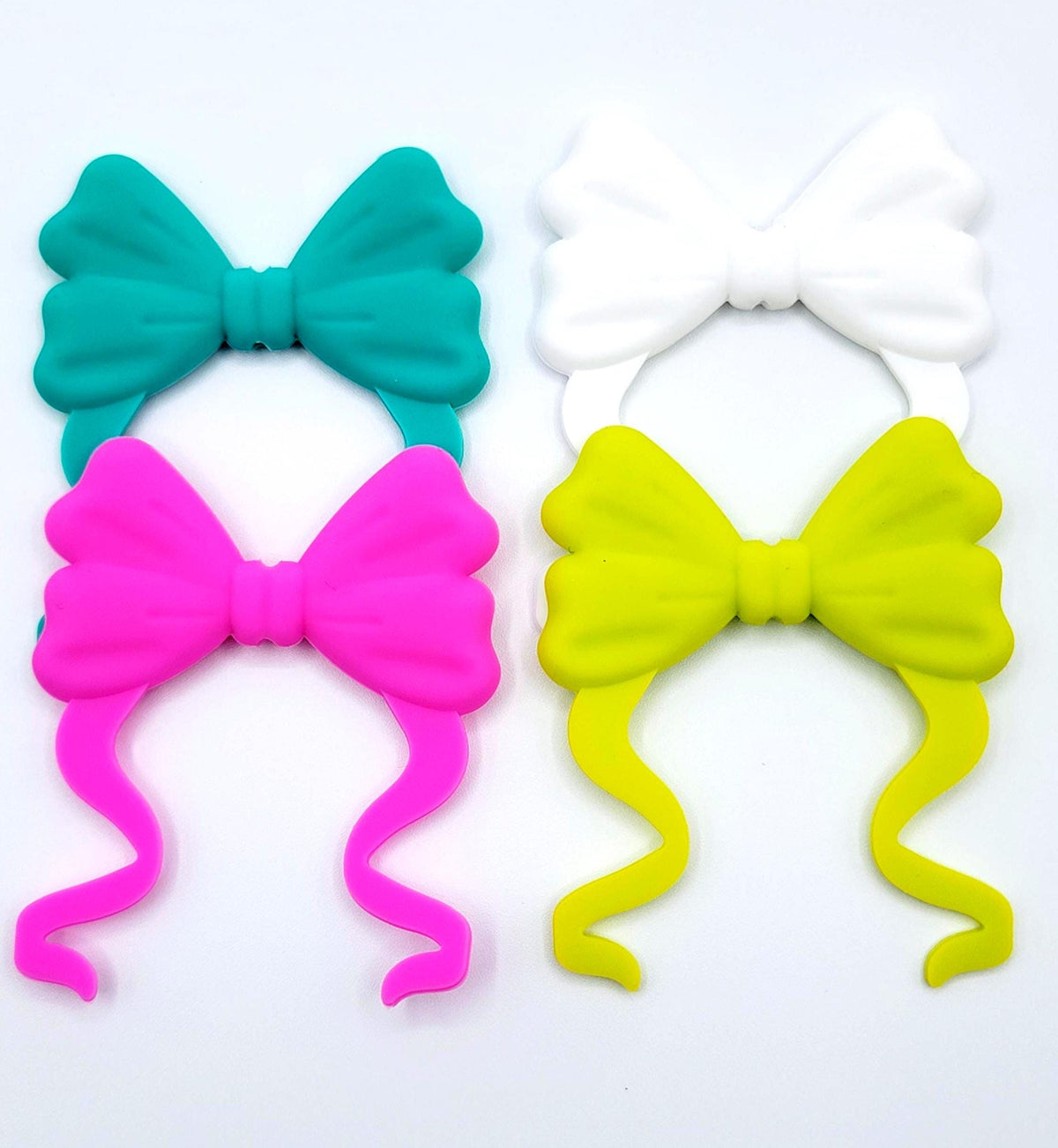 Large Silicone Bow Bead with Tail , Focal Bead for Pens, Keychains and Badge Reels - (Set of 2)