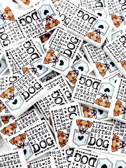 Life Is Better With a Dog Jack Russell Silicone Focal Bead, Dog Mom Pen Beads, Dog Lover Craft Bead Pocket Dog Design (Set of 2)