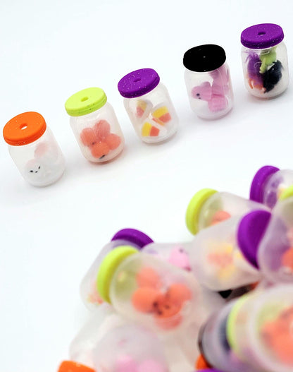 3D Halloween Shaker Silicone Beads , Spooky Bottle Focal Beads for DIY Pens , Mini Ghost Spider Pumpkin Candy Corn Focal Beads (Set of 2)
