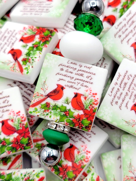 Memorial Loss Cardinal Focal Bead, Finding Someone You Can't Live Without Cardinals Silicone Pen Bead, Sympathy Loss Keychain Bead - (Set of 2)