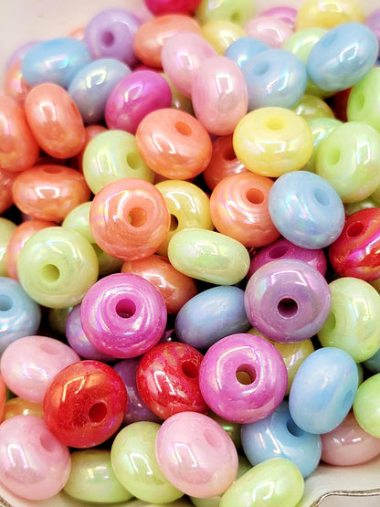 12mm Pastel Round Acrylic Spacer Beads With UV Coating , Solid Color Random Mix Beads for DIY Jewelry, Pens and Crafts (Pack of 10)
