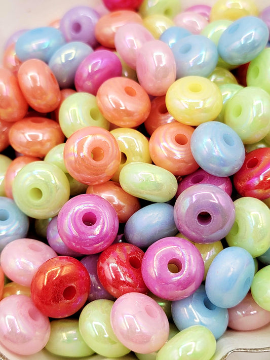 12mm Pastel Round Acrylic Spacer Beads With UV Coating , Solid Color Random Mix Beads for DIY Jewelry, Pens and Crafts (Pack of 10)