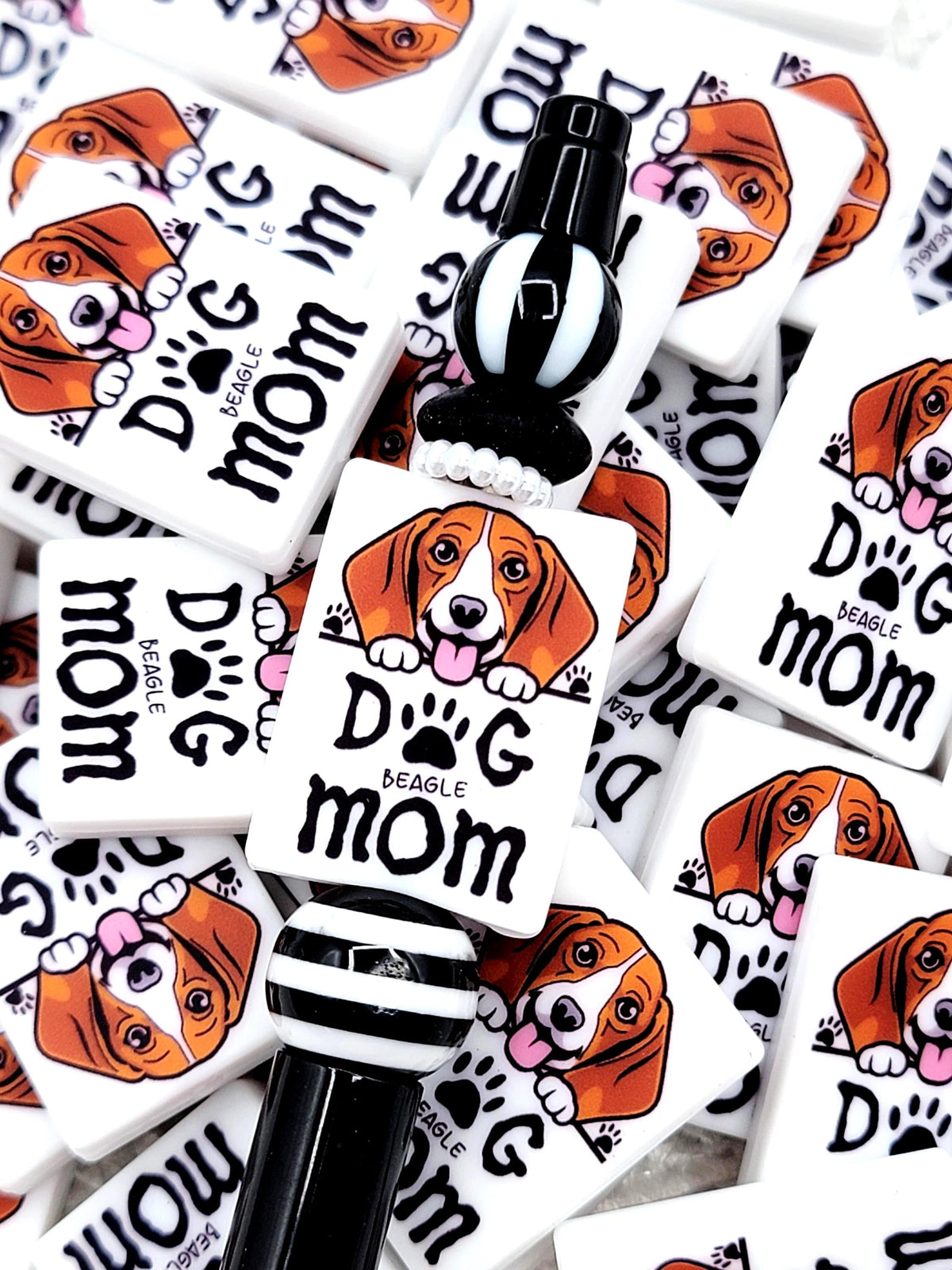 Beagle Dog Mom Silicone Focal Bead , Beagle Dog Lover Pen Beads, Dog Mom Pen Beads, Dog Lover Craft Bead Pocket Dog Design (Set of 2)