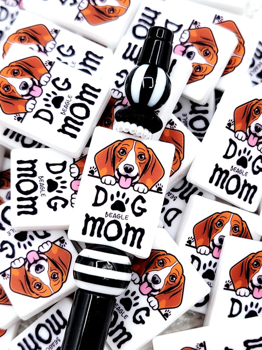 Beagle Dog Mom Silicone Focal Bead , Beagle Dog Lover Pen Beads, Dog Mom Pen Beads, Dog Lover Craft Bead Pocket Dog Design (Set of 2)