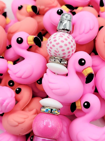 Pink Flamingo 3D Focal Silicone Bead , Flamingo Animal Bead for DIY Pens, Jewelry, Keychains And Crafts, Flamingo Charm Beads (Set of 2)