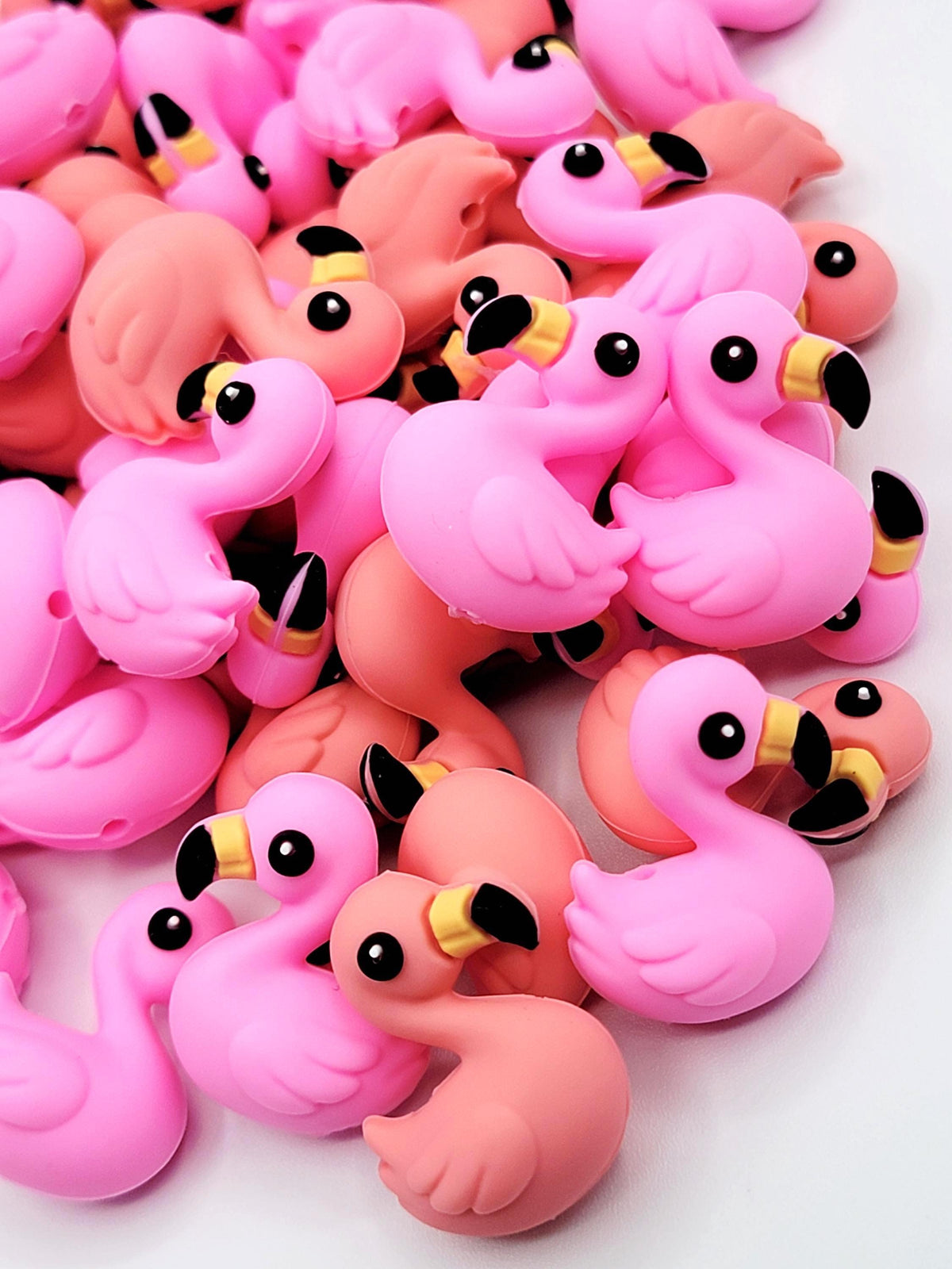 Pink Flamingo 3D Focal Silicone Bead , Flamingo Animal Bead for DIY Pens, Jewelry, Keychains And Crafts, Flamingo Charm Beads (Set of 2)