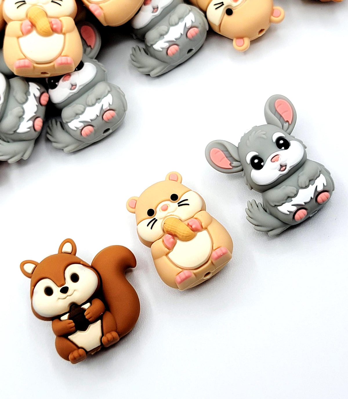 Woodland Forest Animal Focal Beads , Squirrel, Hamster & Chinchilla Silicone Beads for DIY Pens, Jewelry and Crafts (Set of 2)