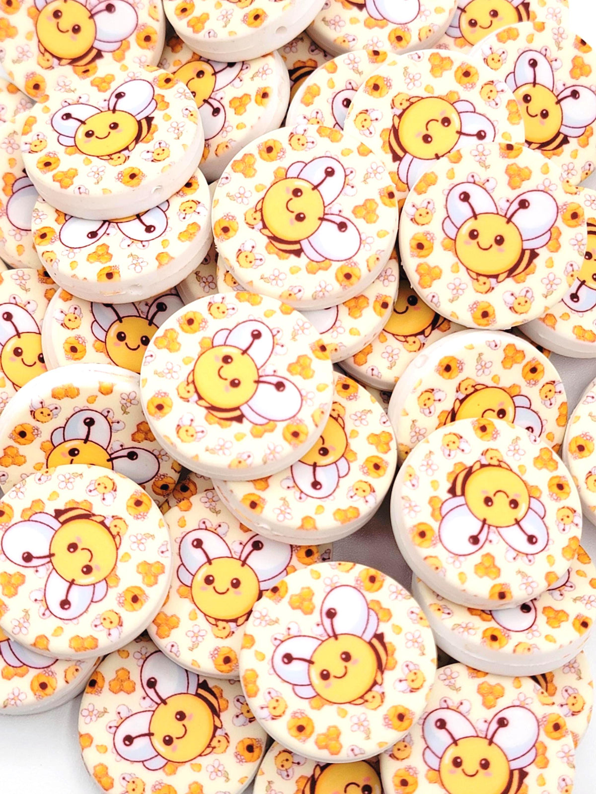 Bumble Bee Beehive Focal Bead, Bee Silicone Pen Bead, Honey Bee Animal Bead, Bee Wristlet Bead, Chunky Keychain Craft Bead - (Set of 2)