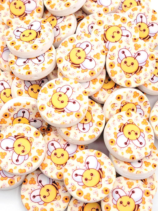 Bumble Bee Beehive Focal Bead, Bee Silicone Pen Bead, Honey Bee Animal Bead, Bee Wristlet Bead, Chunky Keychain Craft Bead - (Set of 2)