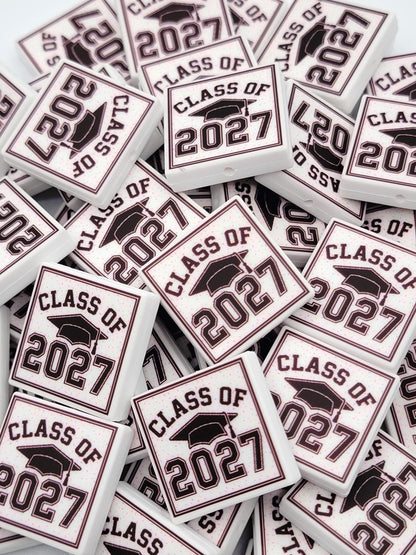Class of 2027 Graduation Focal Bead, Cap And Gown Silicone Pen Bead, Senior Mom Gift, Class of 2027 DIY Graduation Craft Bead - (Set of 2)