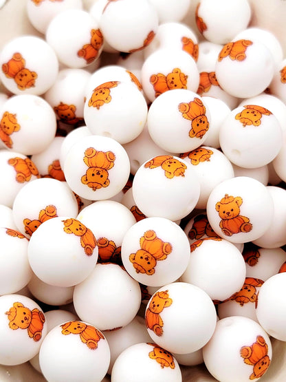 15mm Pumpkin Bear Silicone Round Beads, Halloween Fall Beads, Cute Pumpkin Beads for Pens, Keychains and Thanksgiving Crafts