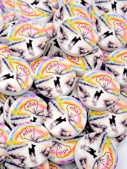 Dog Memorial Focal Bead Round, Rainbow Bridge Dog Pen Bead, Silicone Focal Bead, Heaven Focal Bead, Pen Craft Bead, Dog Pen Focals - (Set of 2)