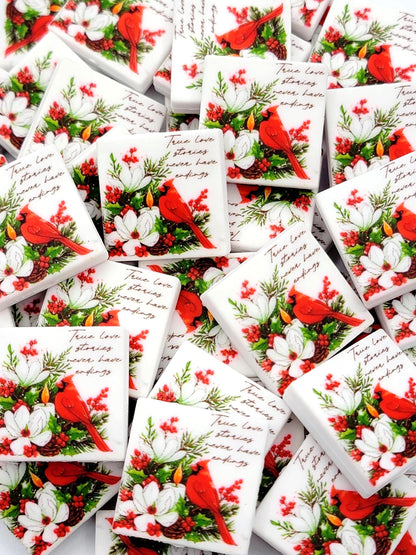Memorial Loss Cardinal Focal Bead, True Love Stories Never Have Endings Cardinal Silicone Pen Bead, Sympathy Loss Keychain Bead - (Set of 2)