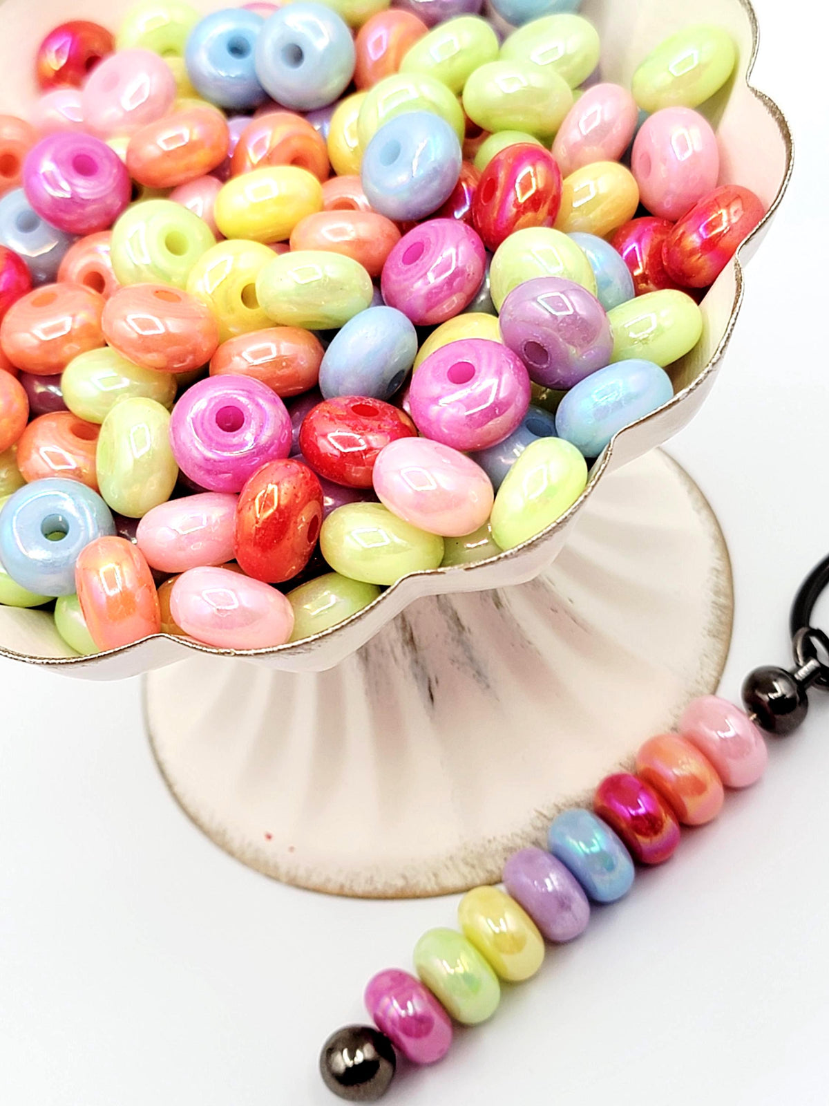 12mm Pastel Round Acrylic Spacer Beads With UV Coating , Solid Color Random Mix Beads for DIY Jewelry, Pens and Crafts (Pack of 10)