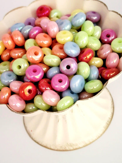 12mm Pastel Round Acrylic Spacer Beads With UV Coating , Solid Color Random Mix Beads for DIY Jewelry, Pens and Crafts (Pack of 10)