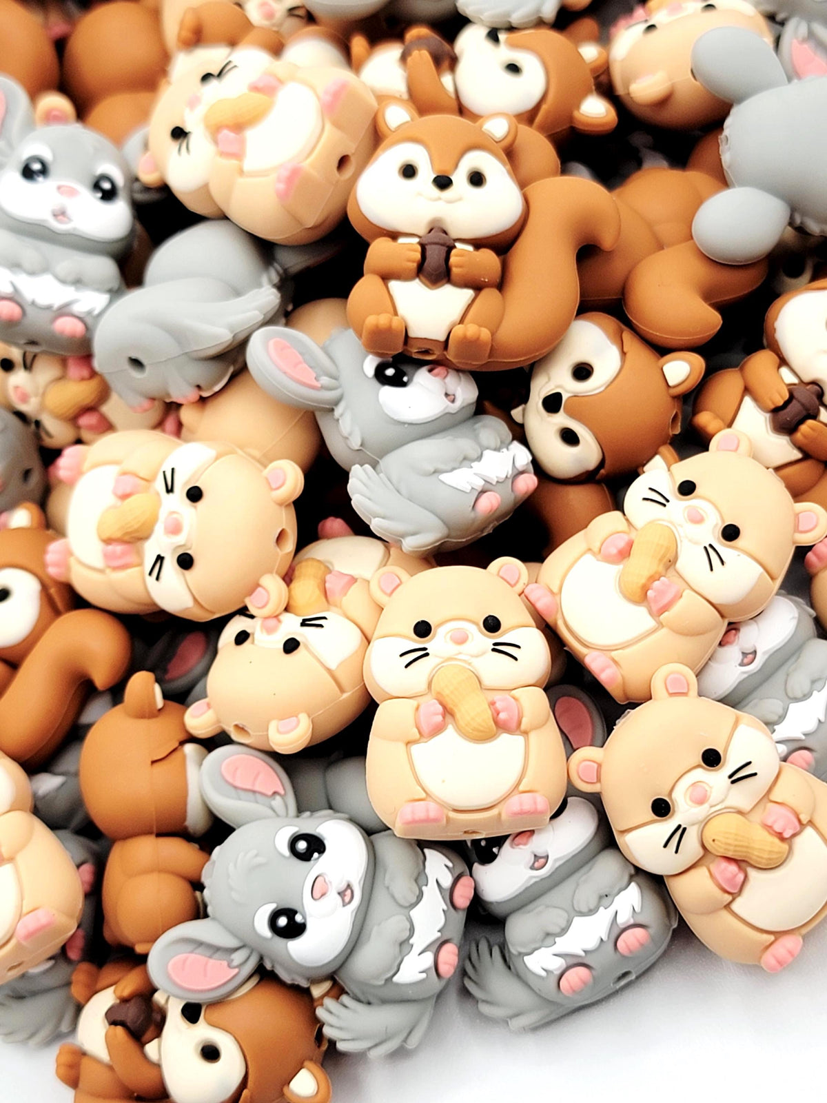 Woodland Forest Animal Focal Beads , Squirrel, Hamster & Chinchilla Silicone Beads for DIY Pens, Jewelry and Crafts (Set of 2)